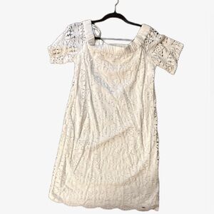 White Off-Shoulder Puff Sleeve Mini Dress